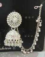 oxidised silver jhumka with chain