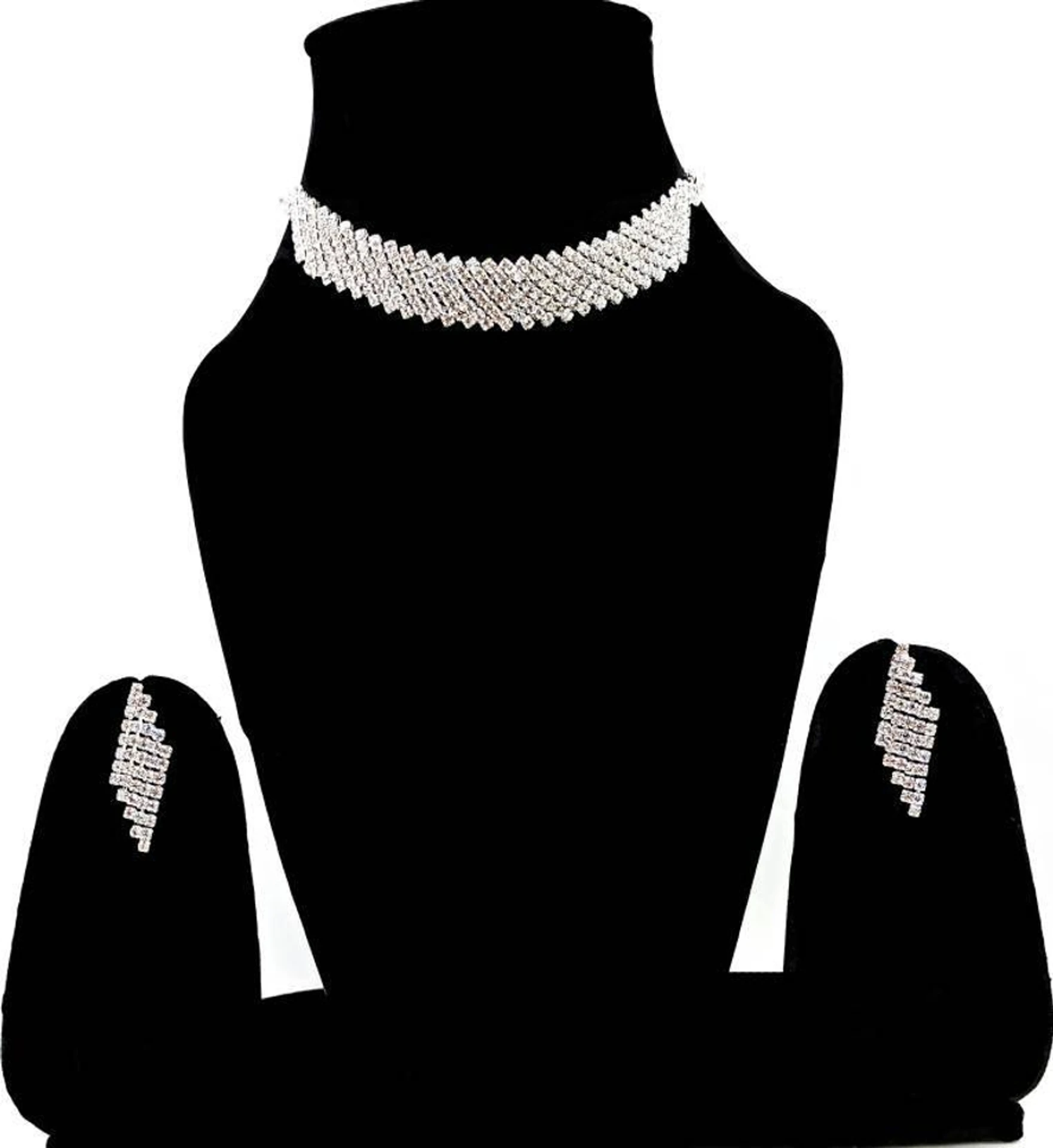 american diamond stylish necklace set with earrings zig zag design american diamond stylish necklace set with earrings zig zag design