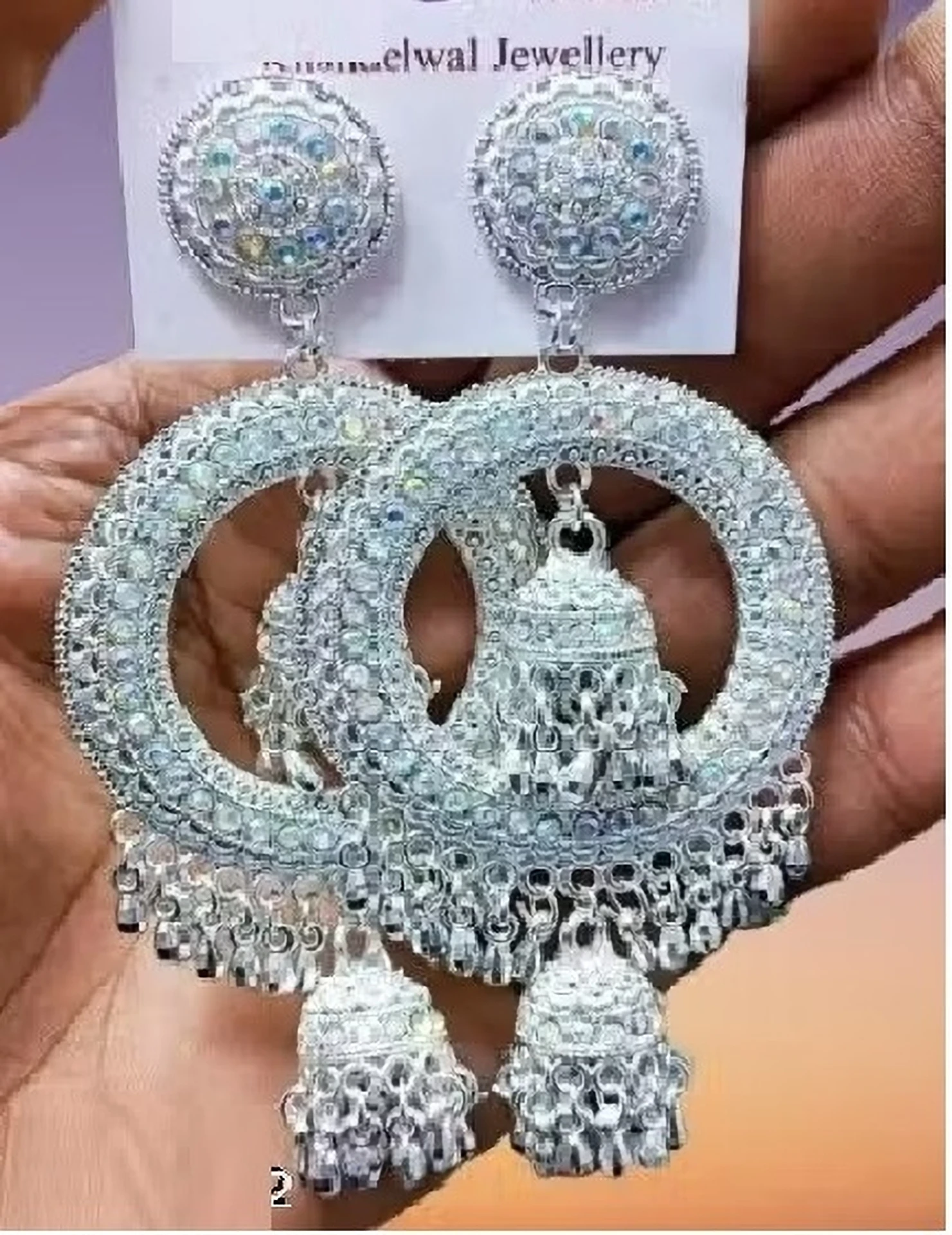 oxidised silver chandbali earrings with hanging jhumka design oxidised silver chandbali earrings with hanging jhumka design