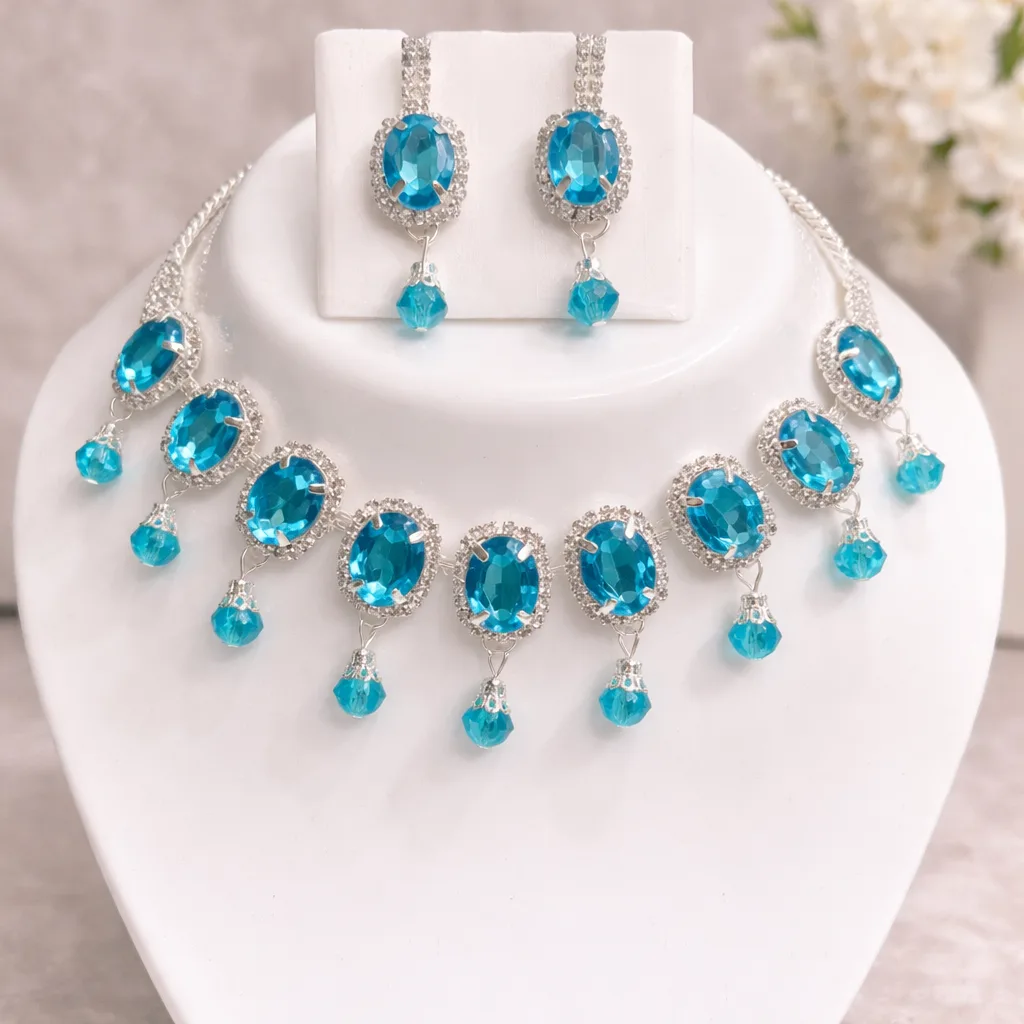 blue crystal bridal necklace set wholesale blue crystal bridal necklace set wholesale