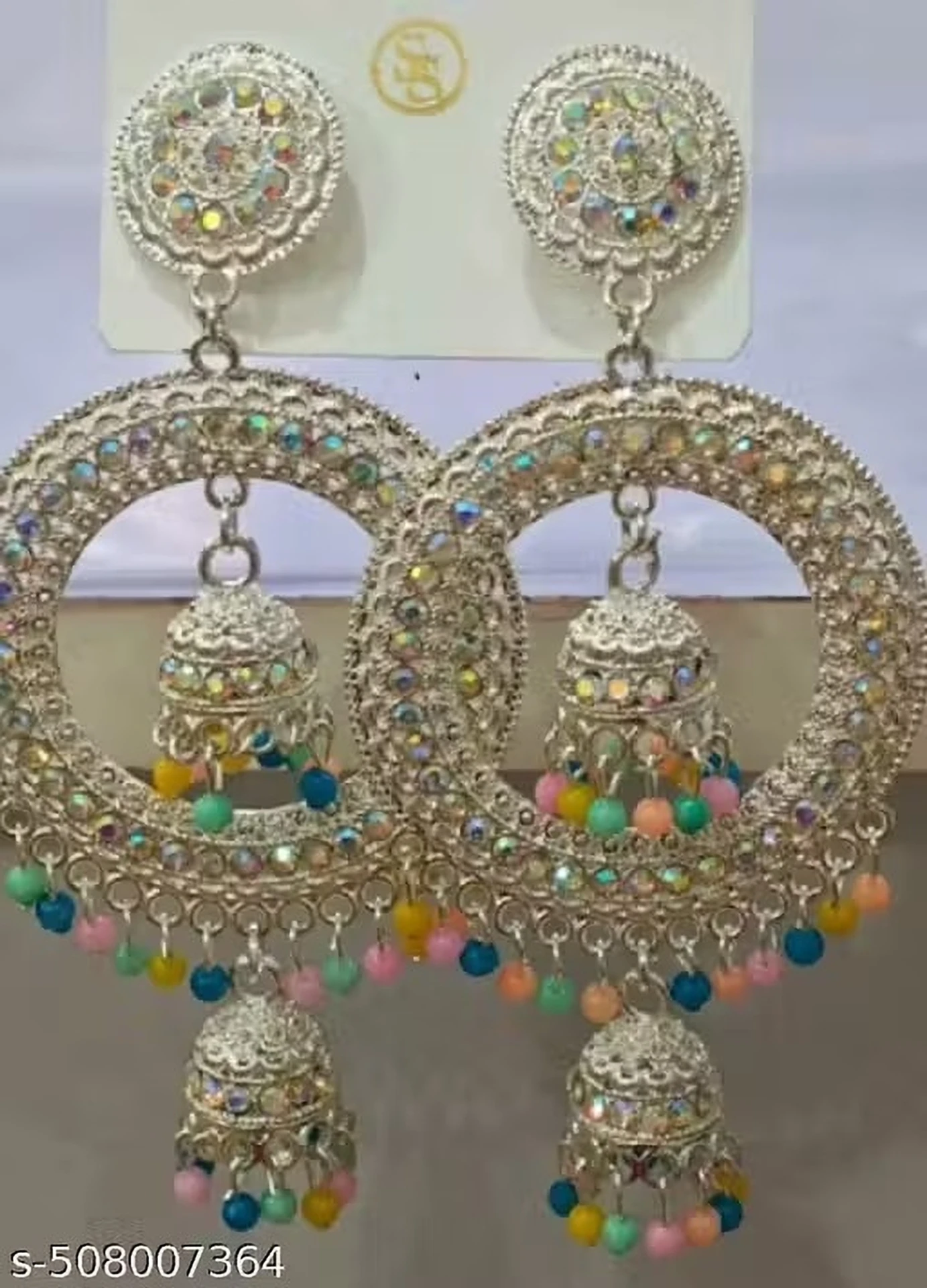 multicolor-chandbali-double-jhumka-earrings multicolor-chandbali-double-jhumka-earrings