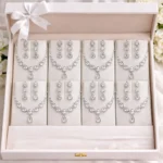 silver teardrop crystal bridal necklace set wholesale with maang tikka