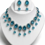 Diamond Oval Stone Bridal Necklace Set