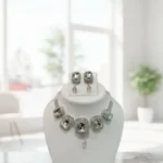 champagne crystal square necklace set wholesale