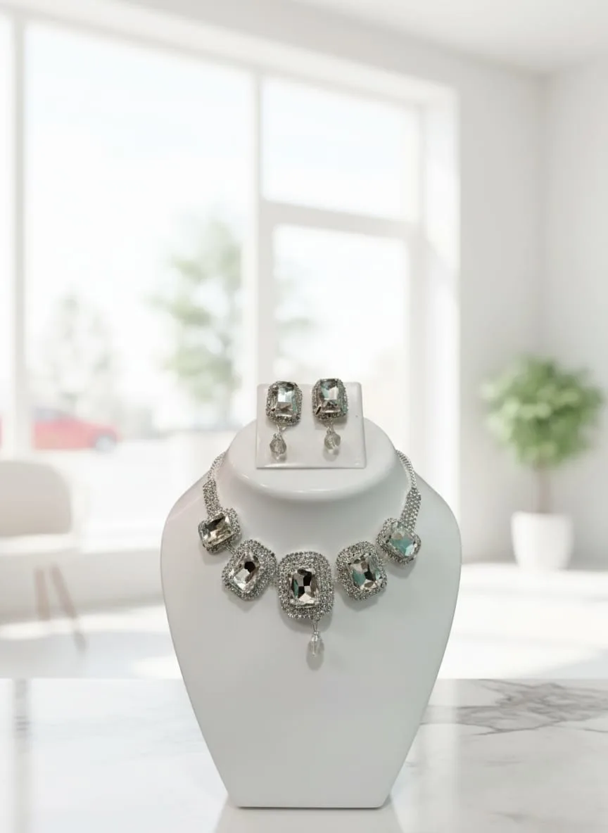 champagne crystal square necklace set wholesale champagne crystal square necklace set wholesale