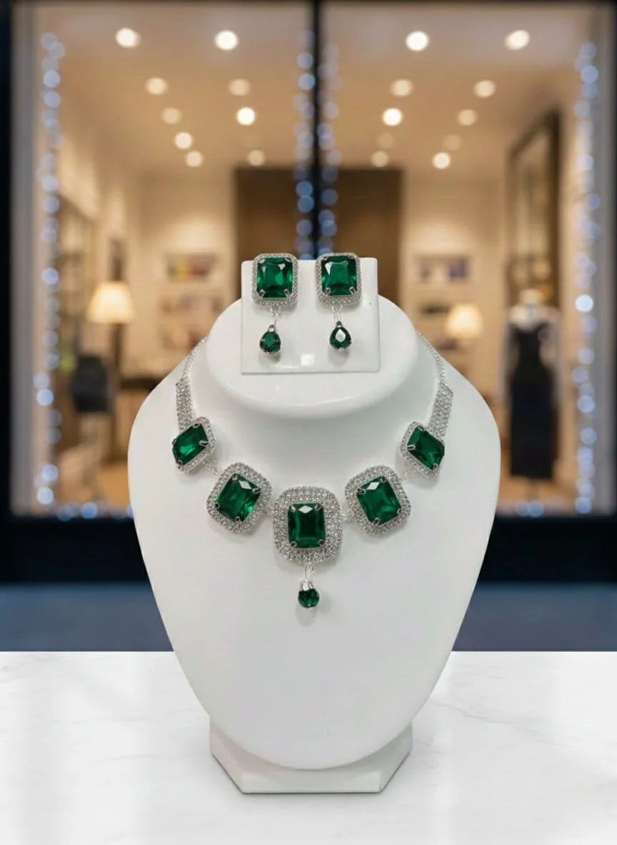 emerald green premium crystal necklace set wholesale emerald green premium crystal necklace set wholesale