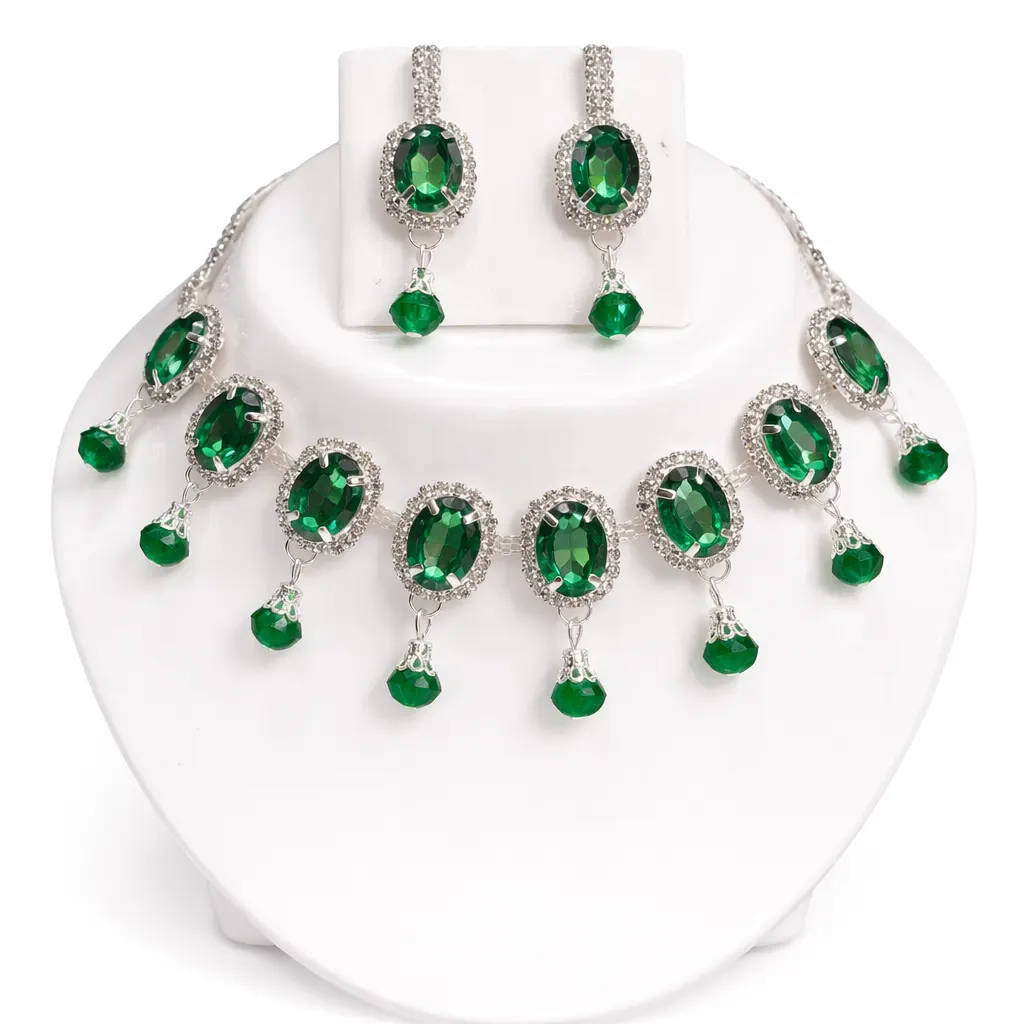 green crystal bridal necklace set wholesale green crystal bridal necklace set wholesale