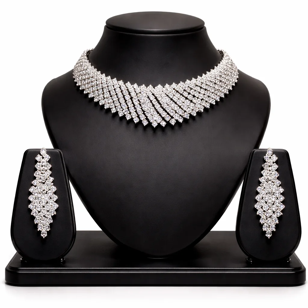 heavy american diamond bridal necklace set wholesale heavy american diamond bridal necklace set wholesale