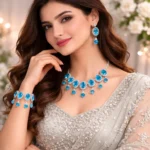 Blue Crystal Bridal Necklace Set – Artificial Jewellery Wholesale Box (10 Pcs) - Image 2