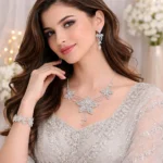 Silver Floral Crystal Necklace Set – Artificial Jewellery Wholesale Box (10 Pcs) - Image 2