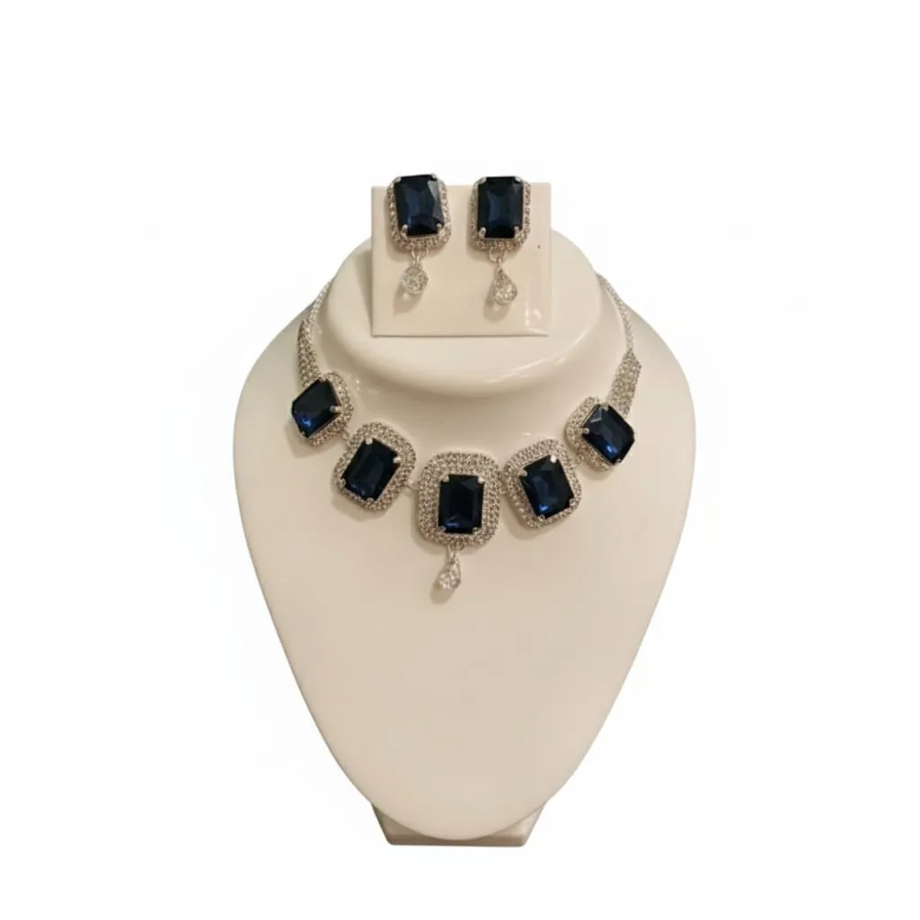 navy blue square crystal necklace set wholesale navy blue square crystal necklace set wholesale
