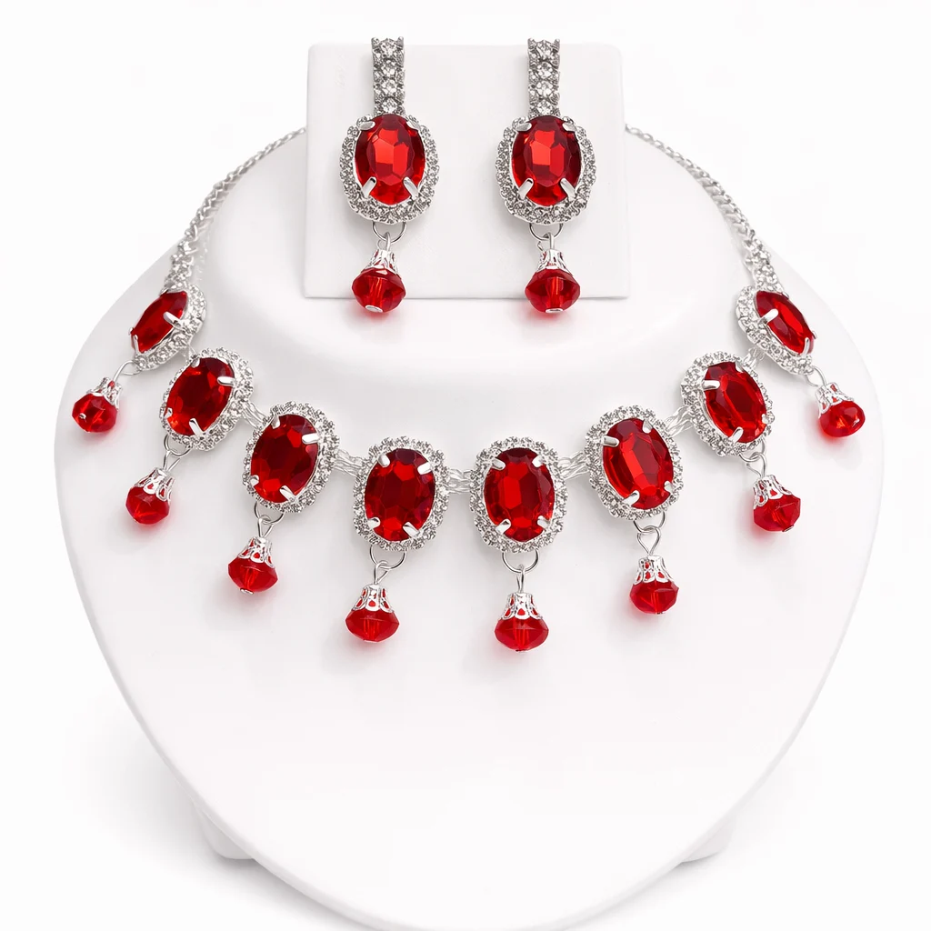 ruby red crystal bridal necklace set wholesale ruby red crystal bridal necklace set wholesale