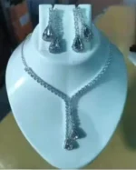 silver american diamond lariat necklace set wholesale