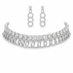 silver diamond choker necklace set wholesale