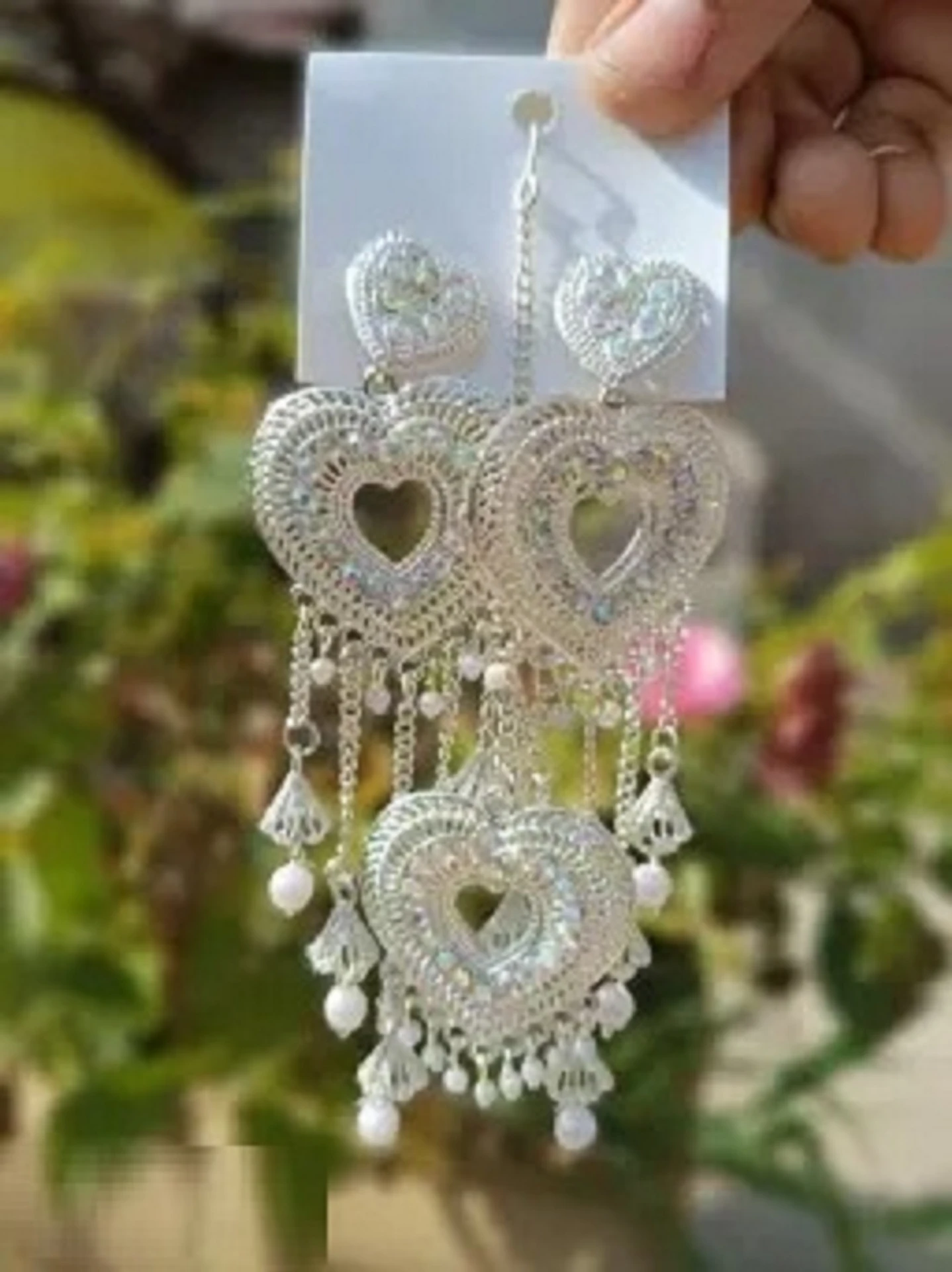 oxidised silver multi heart long dangler earrings with pearl drops oxidised silver multi heart long dangler earrings with pearl drops