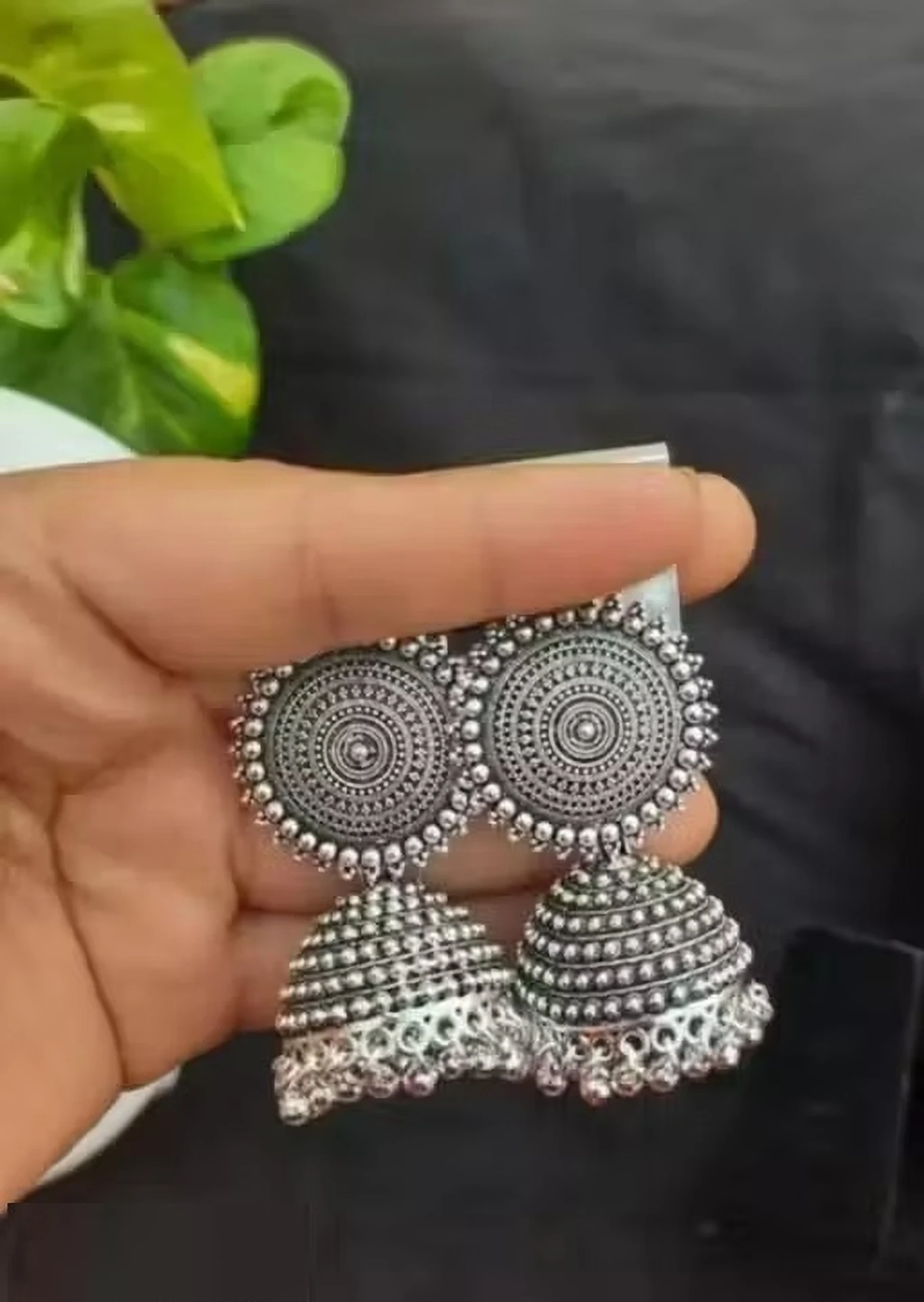 oxidised silver big jhumka earrings oxidised silver big jhumka earrings