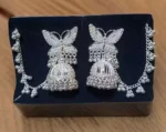 butterfly oxidised silver jhumka earrings with ghungroo chain design