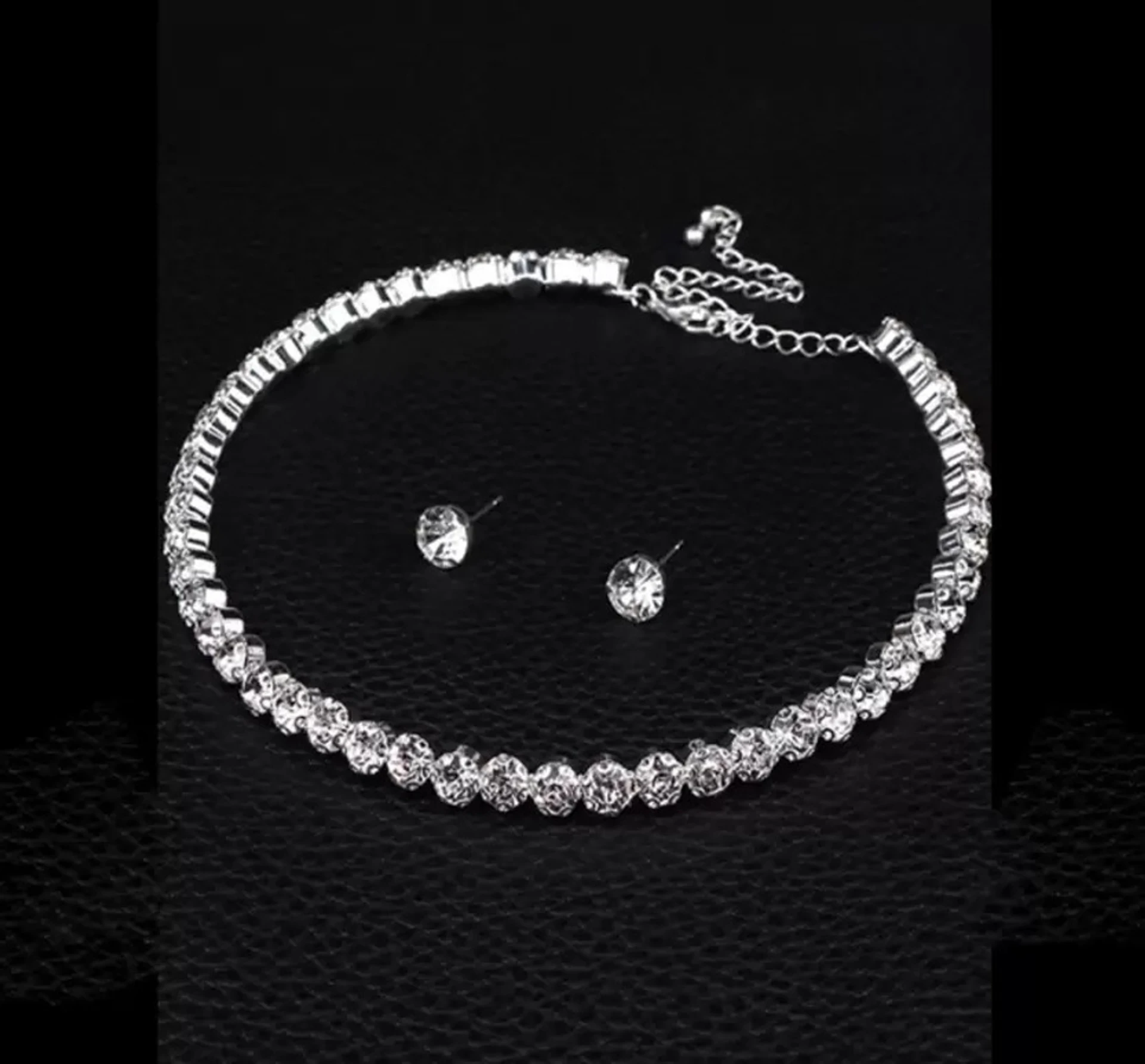 crystal choker necklace set with stud earrings silver plated jewellery crystal choker necklace set with stud earrings silver plated jewellery