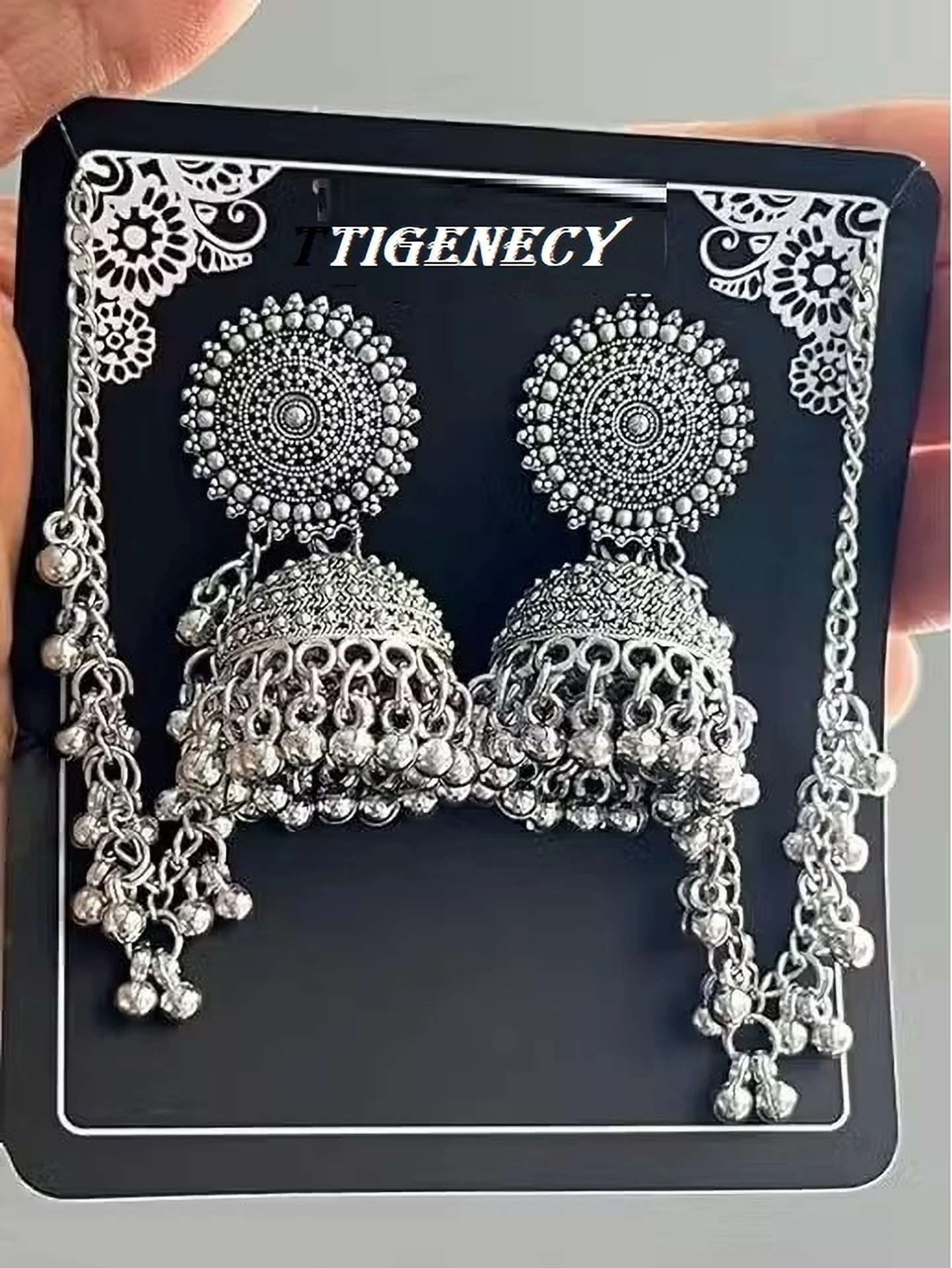 oxidised silver jhumka earrings with sahara chain wholesale jewellery oxidised silver jhumka earrings with sahara chain wholesale jewellery