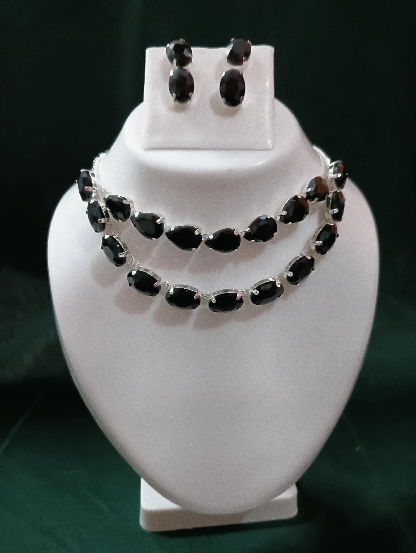 black stone double layer necklace set with earrings wholesale jewellery black stone double layer necklace set with earrings wholesale jewellery
