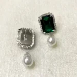 emerald green stone necklace set with earrings pearl drop wholesale jewellery
