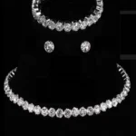 american diamond choker necklace bracelet set with stud earrings