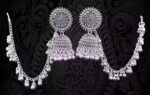 oxidised jhumka earrings with chain sahara design