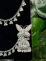 butterfly oxidised jhumka earrings with chain