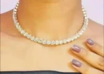 american diamond tennis choker necklace with stud earrings