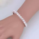 american diamond choker necklace bracelet set with stud earrings