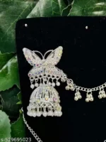butterfly oxidised jhumka earrings with chain