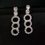 silver crystal choker necklace set with loop design earrings modern jewellery